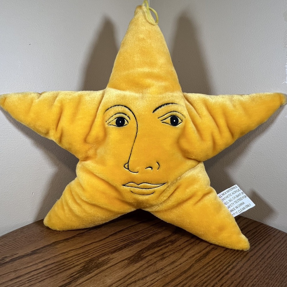 Vintage 90s Salamander Graphix Celestial Star Face Pillow Whimsy Whimsigoth